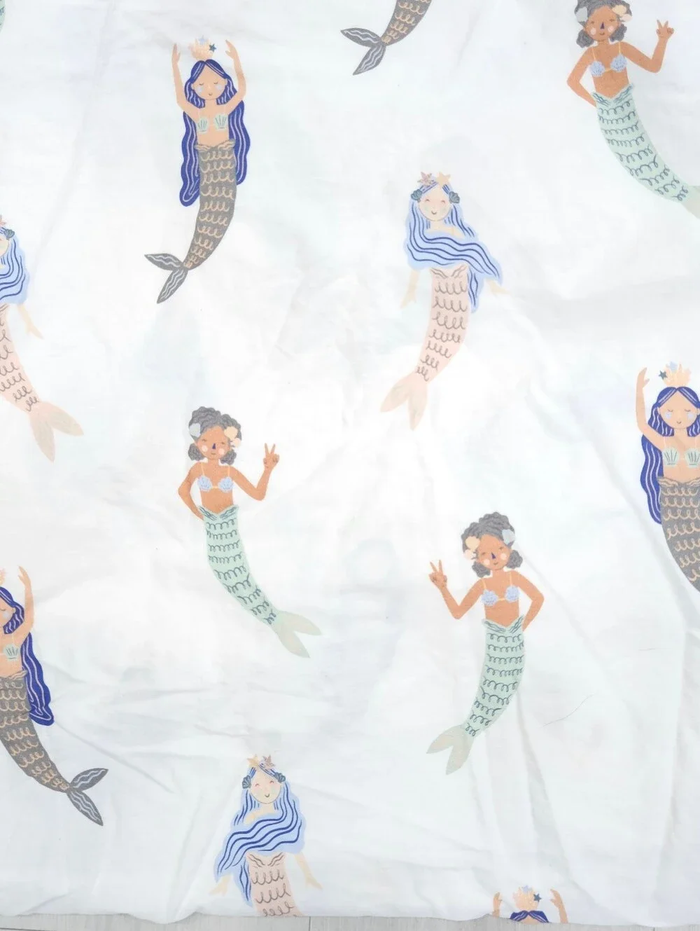 Crate & Kids Kaia Mermaid FULL Fitted Sheet & 2 STD Pillowcases Organic Cotton